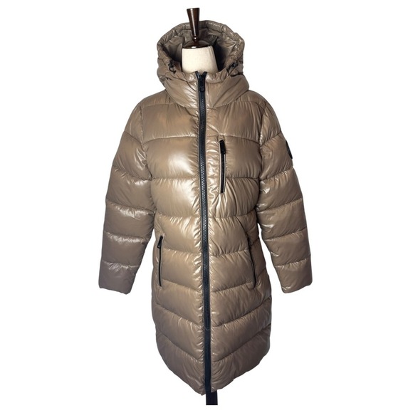 Michael Kors Coat Women Small Tan Quilted Insulated Puffer Jacket Outdoor - Picture 1 of 15